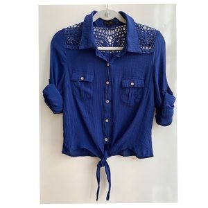 ‘Mine’ Crochet Shoulder Button Down